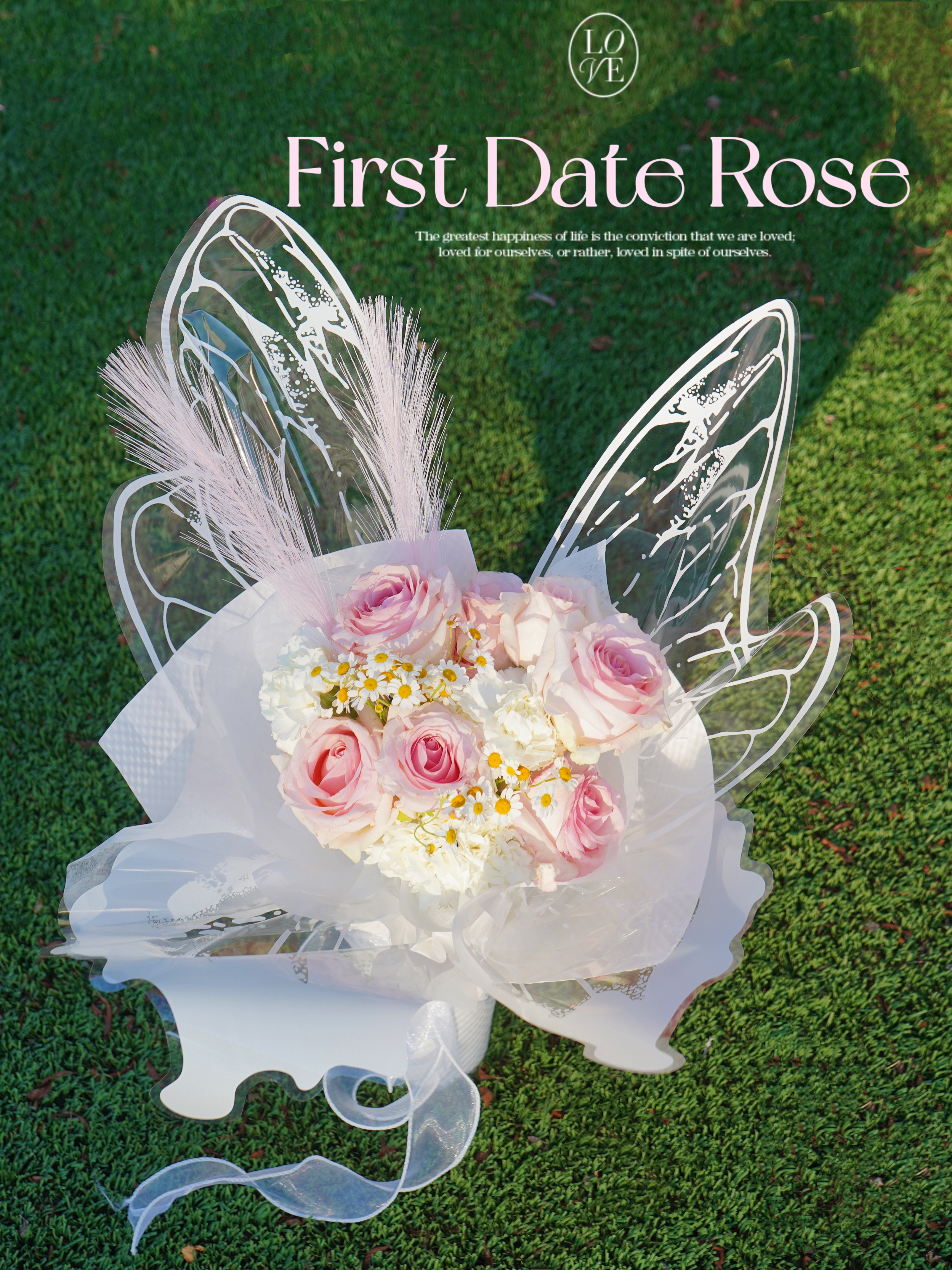 仙女裙粉玫瑰花束